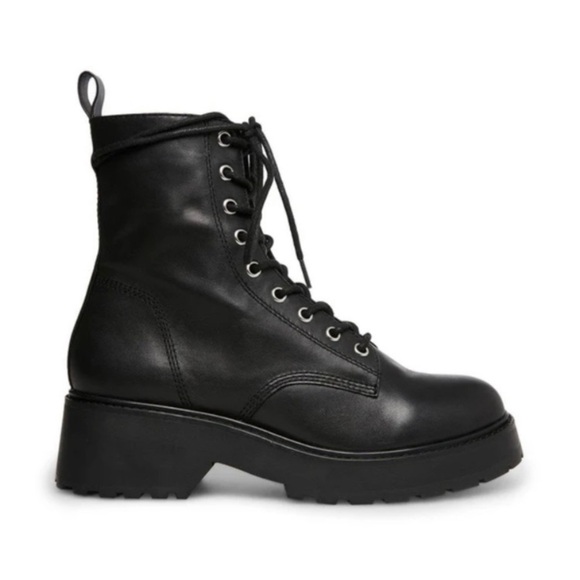 Steve Madden‎ Tornado ankle combat boot black leather 9.5 lace up zipper - Picture 13 of 13